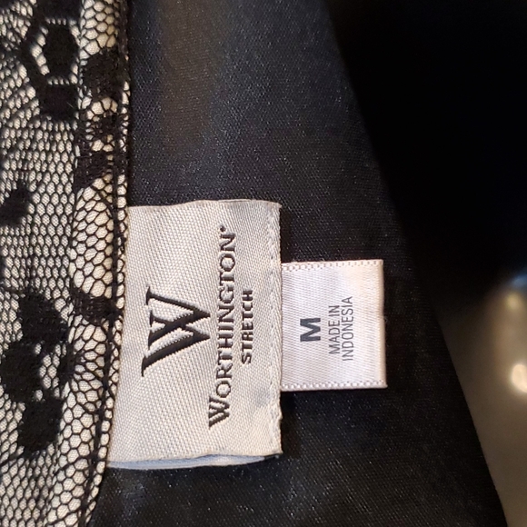 Worthington Stretch Sleeveless Black Floral Lace Dress Women's M - Picture 4 of 4